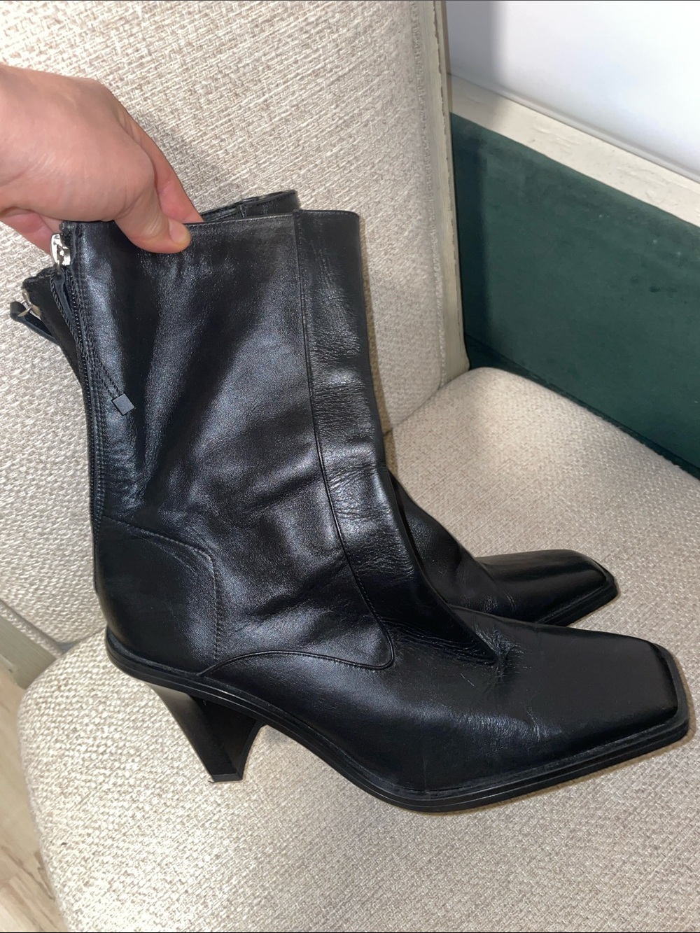Zara leather square toe ankle boots US size 10 EU size 41 - Picture 9 of 13